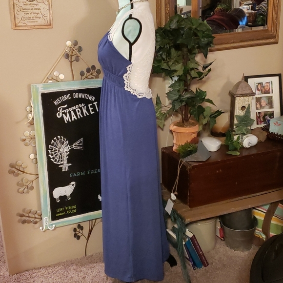 Poof Made with Love Blue Dress with Knit Top - Picture 3 of 6